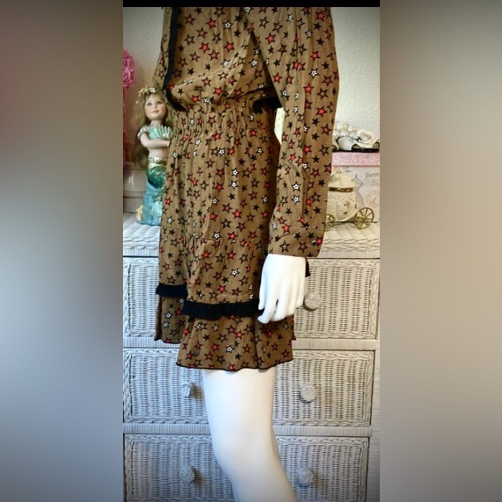Scotch & Soda Mini Prairie Dress Modest Celestial print in brown & black size XS - Picture 8 of 13